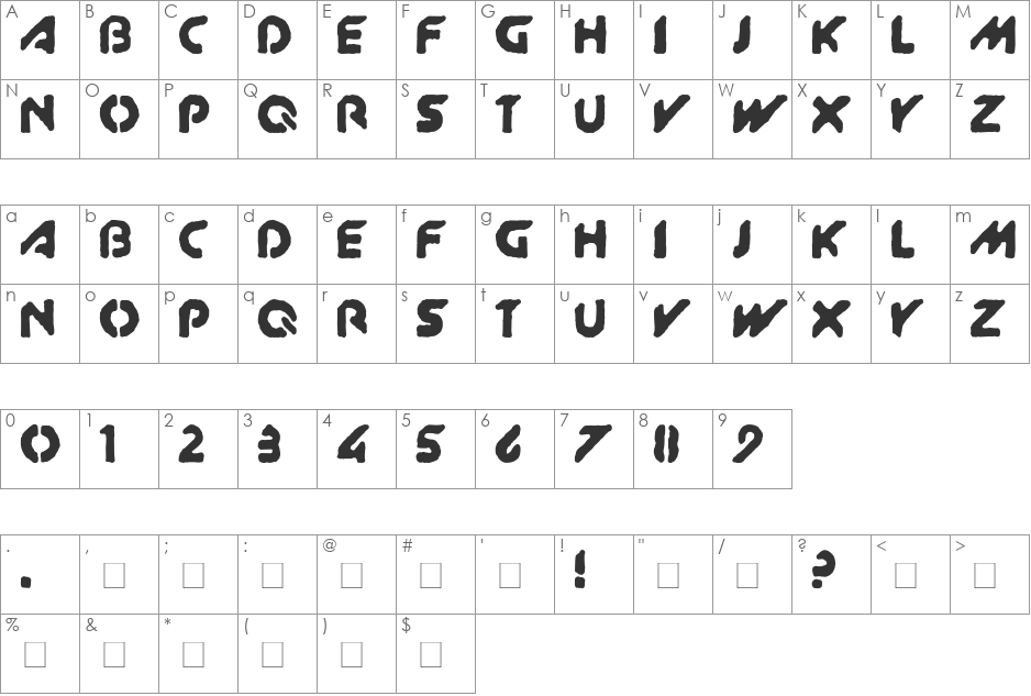 XitRAM! font character map preview