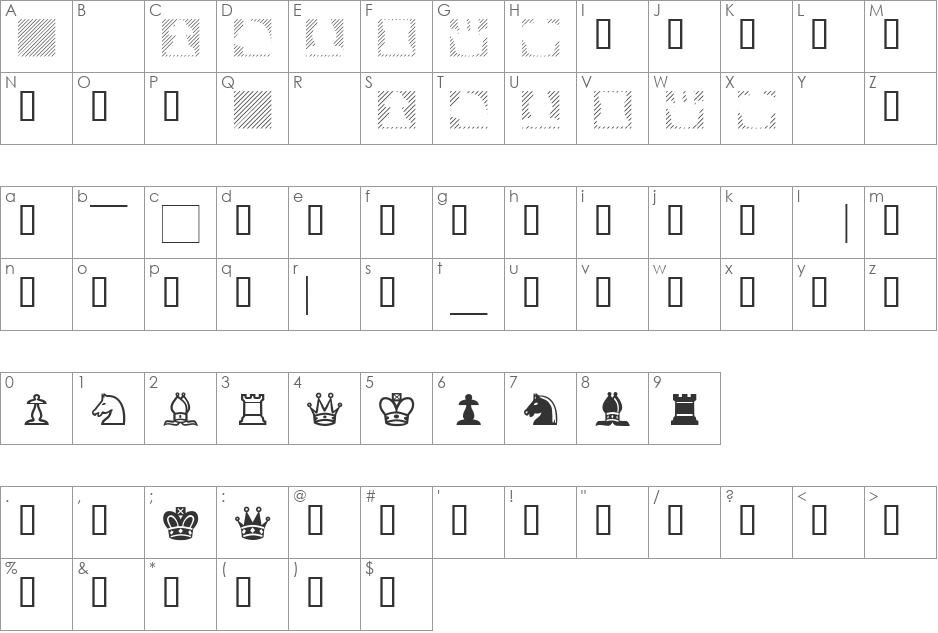 XLastMinuteChess font character map preview