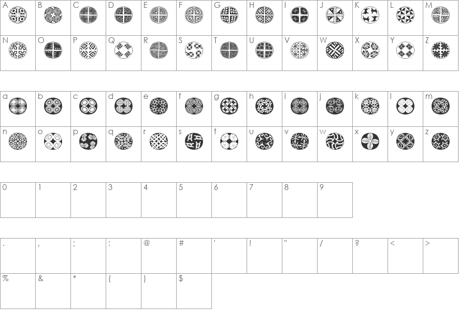 XmasBalls font character map preview