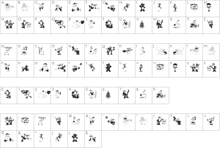 XmasBatzz font character map preview