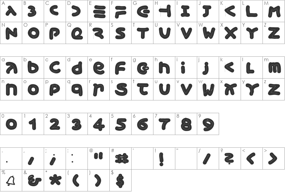 XmasGinger2005 font character map preview