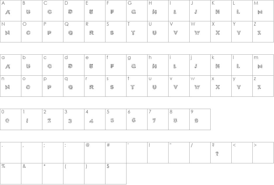 XmasLite font character map preview