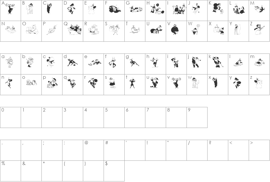 XmasOne font character map preview