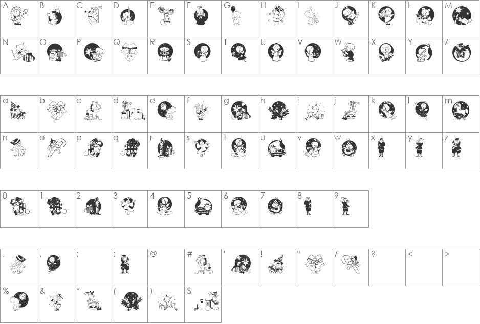 XmasPromotionsSymbols font character map preview