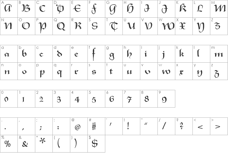 XmasTerpiece font character map preview