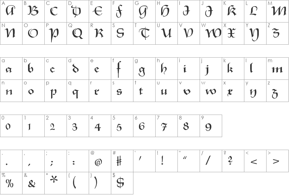 XmasTerpieceSwashes font character map preview