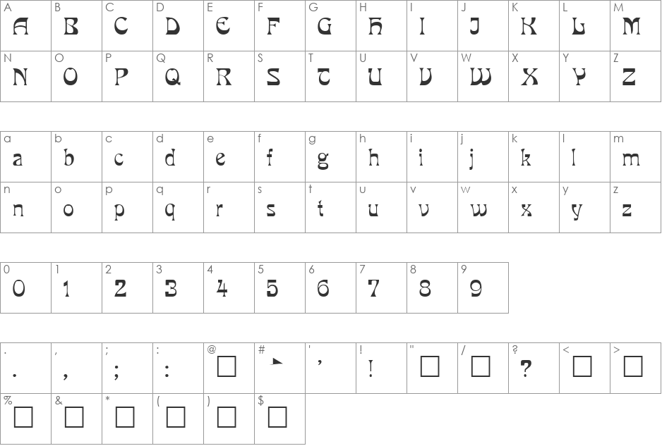 XmasText font character map preview