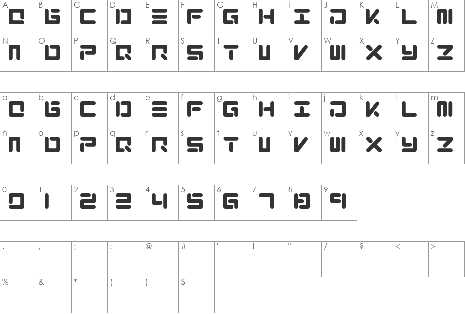 XOLO font character map preview