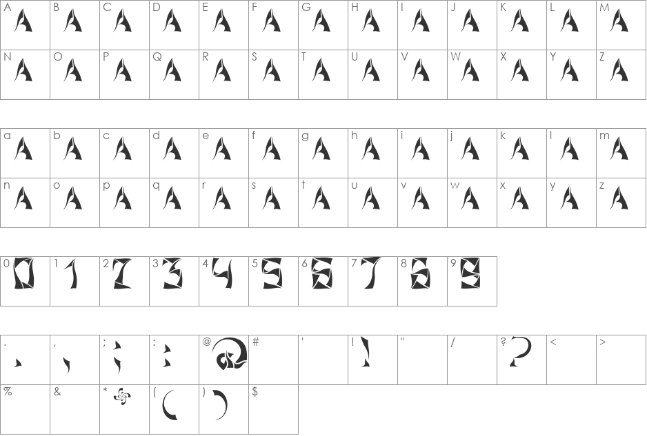 Xorx_windy Cyr font character map preview