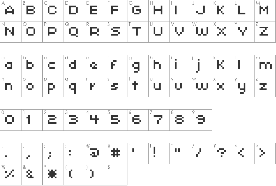 xpaider pixel explosion 01 font character map preview