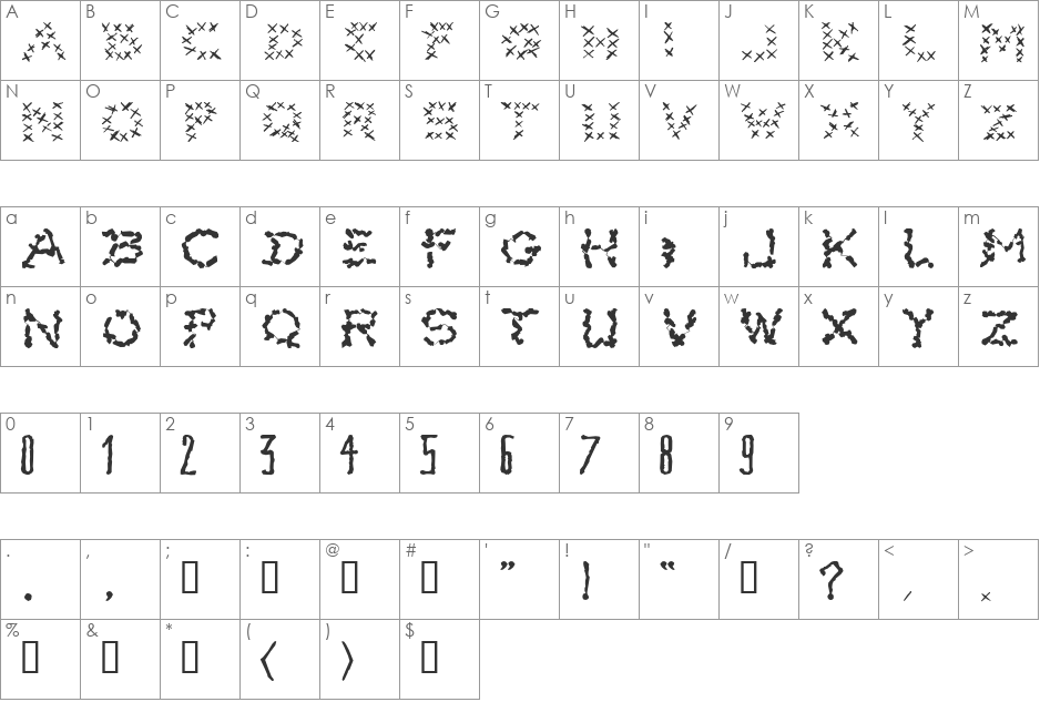 XPain font character map preview