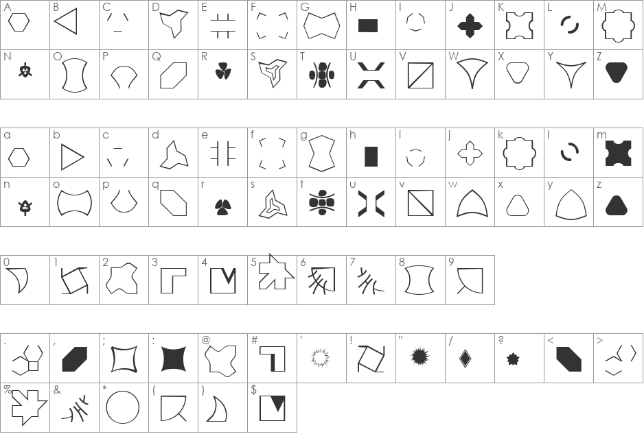 XPatCzeckerz font character map preview