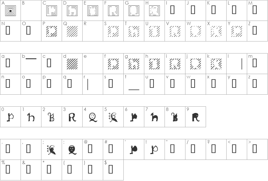 XPawnShop font character map preview