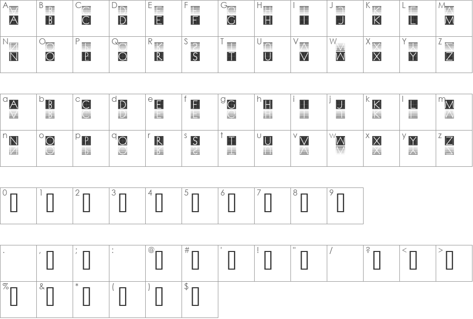 Xperimentypo font character map preview