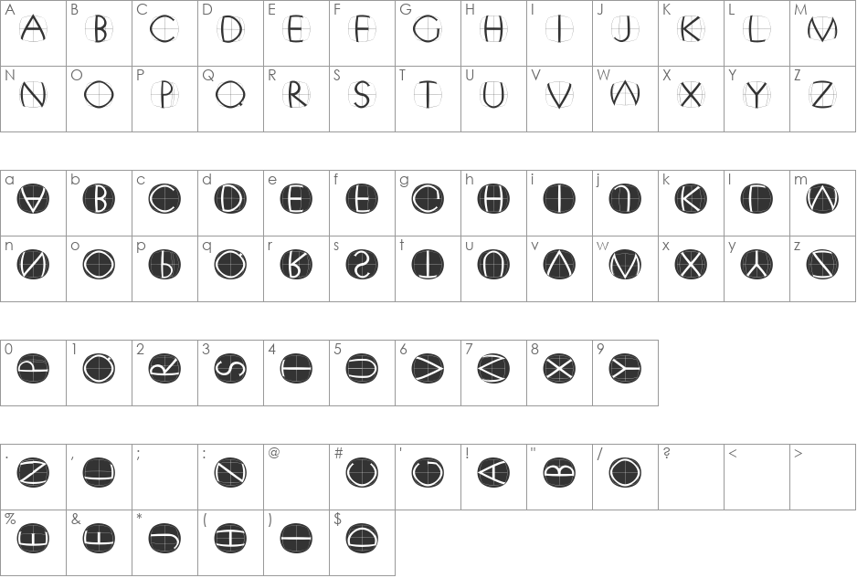 XperimentypoFSWhite font character map preview