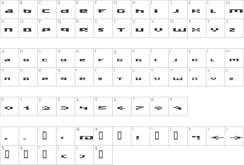 Bite font character map preview