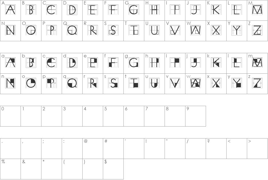 XperimentypoThree font character map preview