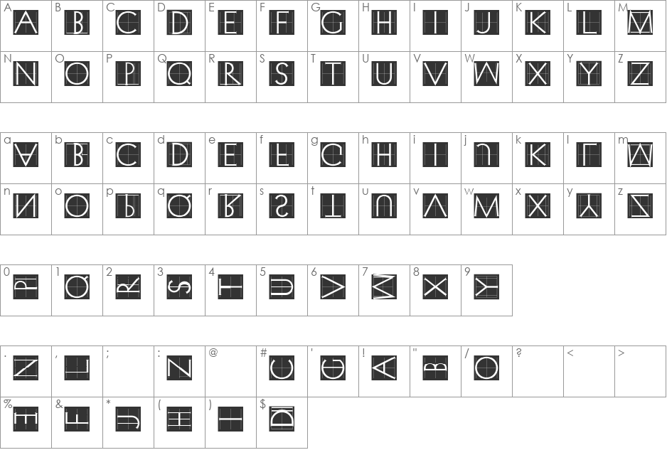 XperimentypoTwo font character map preview