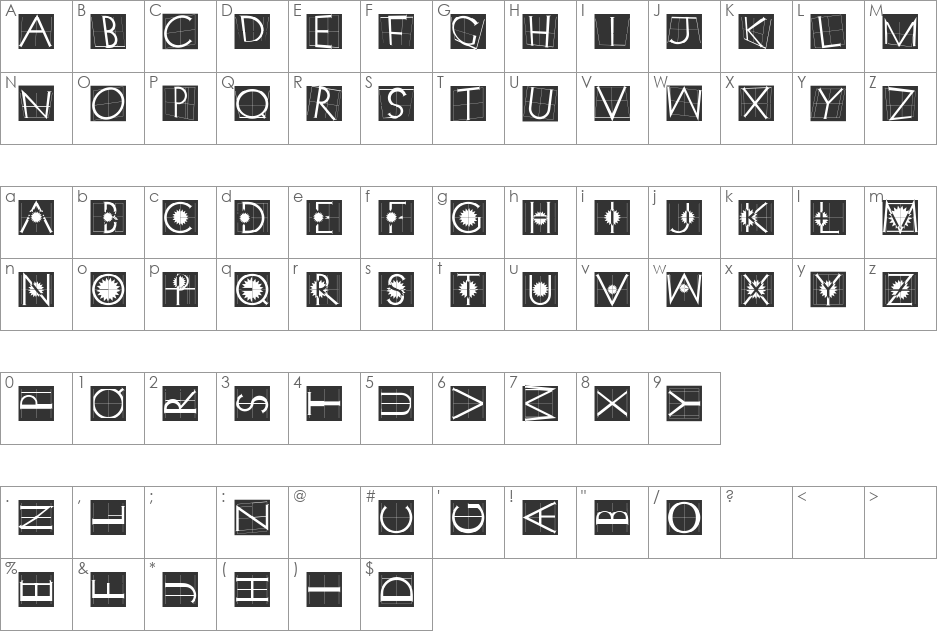 XperimentypoTwo font character map preview