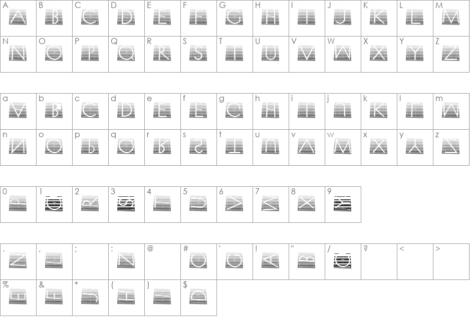 XperimentypoTwoStripes font character map preview
