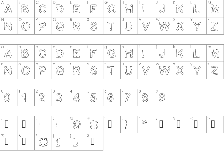 Bite me font character map preview