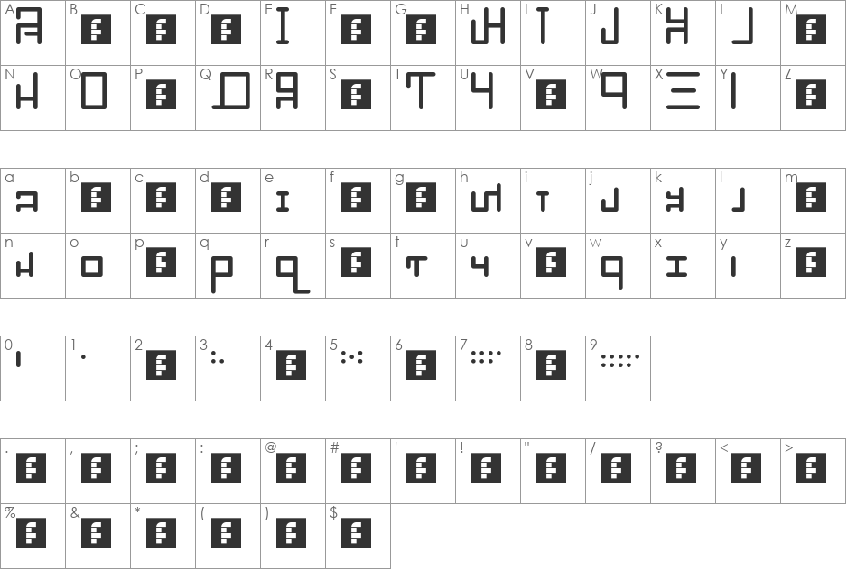 XQ font character map preview