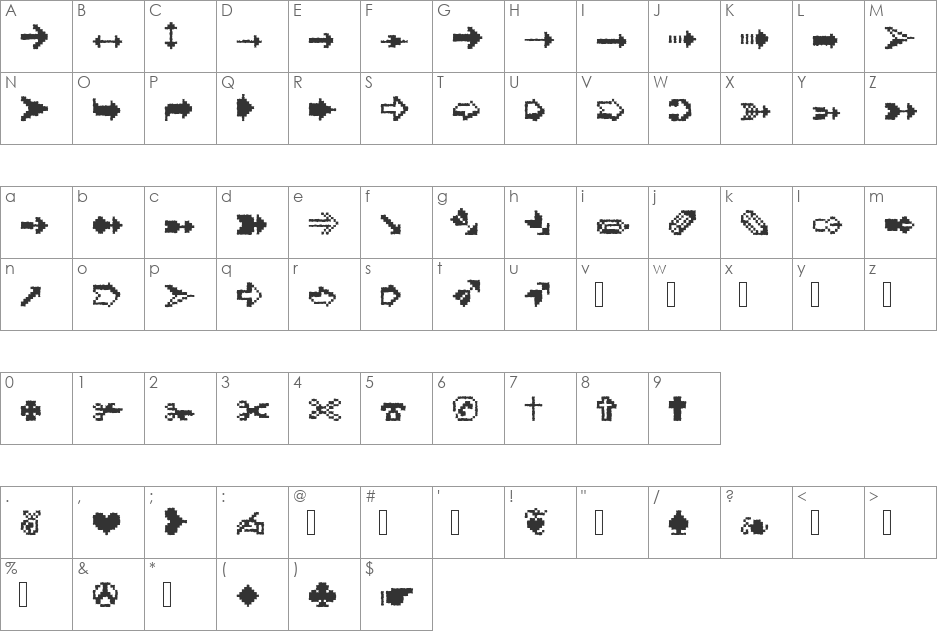 XRough17 Becker font character map preview