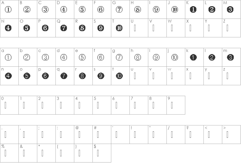 XRough22 Becker font character map preview