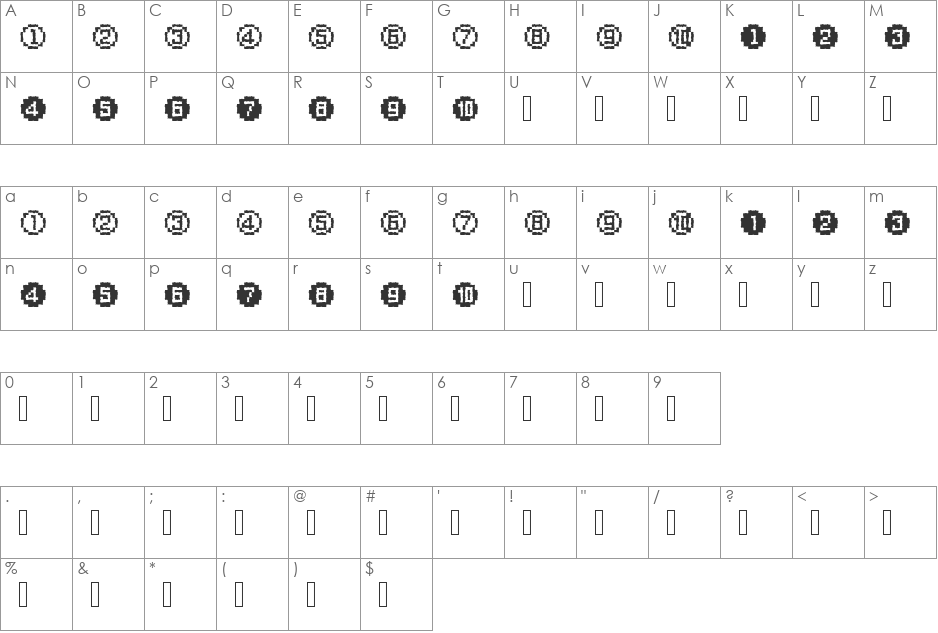XRough27 Becker font character map preview