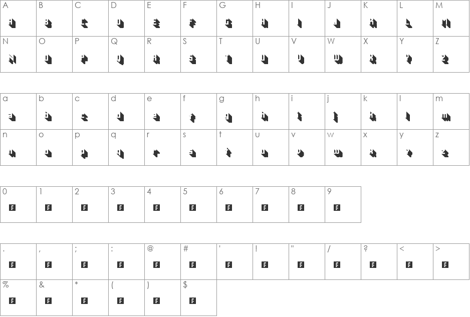 Xtrase font character map preview