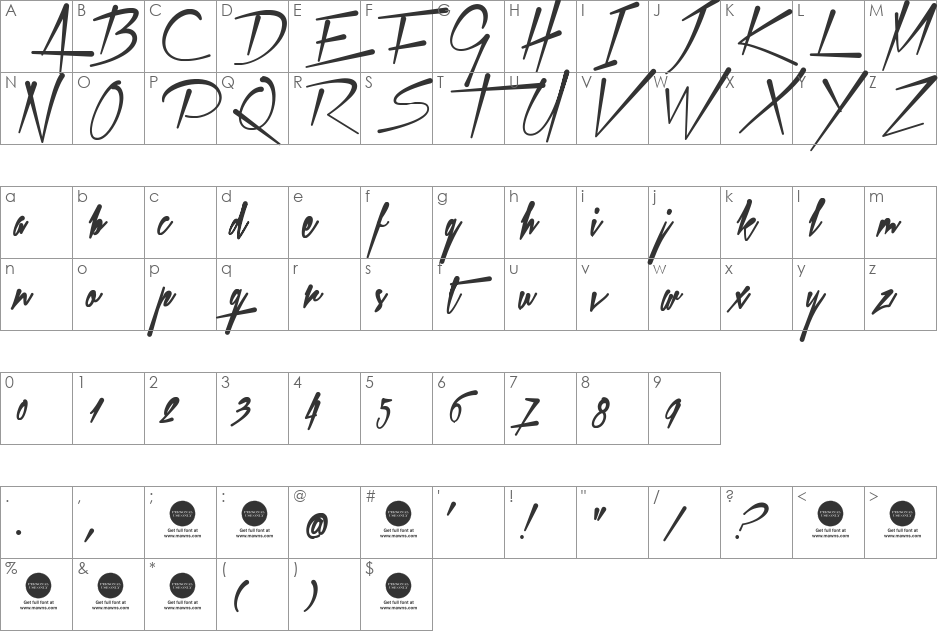 Xtreem Fat Demo font character map preview