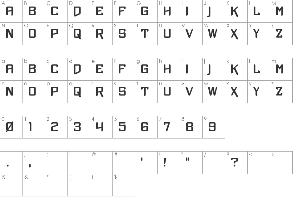 Xtreme Chrome font character map preview