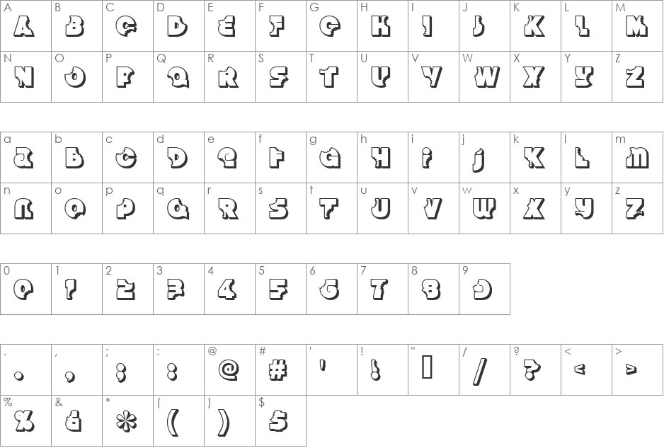 Bites font character map preview