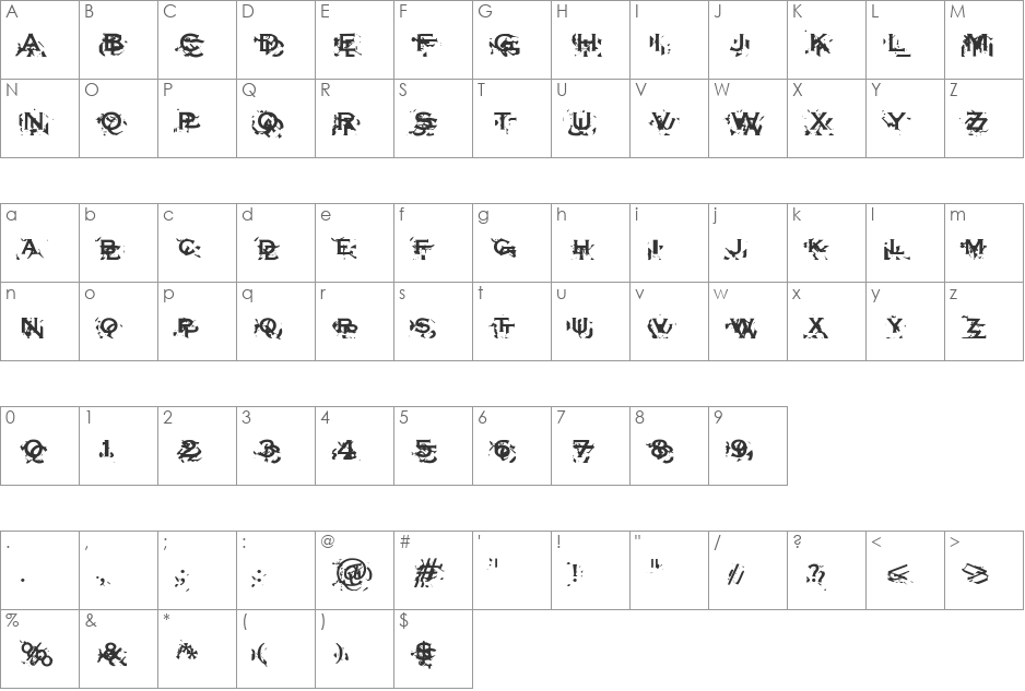 XXon XXoff font character map preview