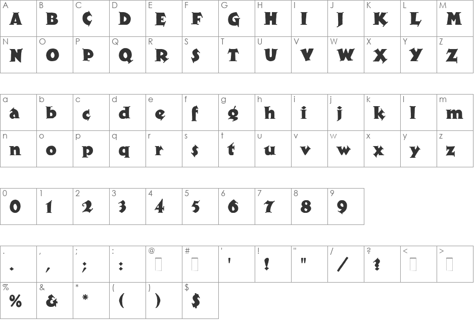 XyloPlain font character map preview