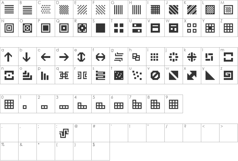 BitFUUL font character map preview