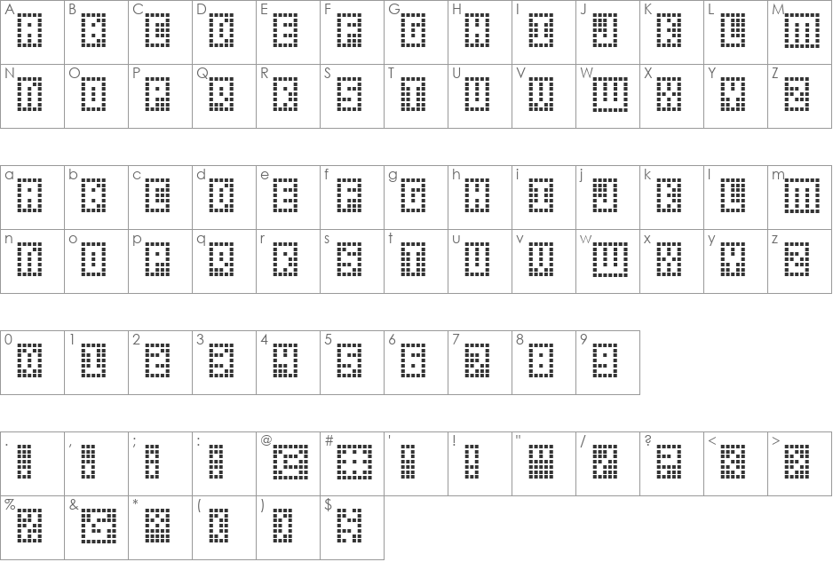 Y-Grid font character map preview