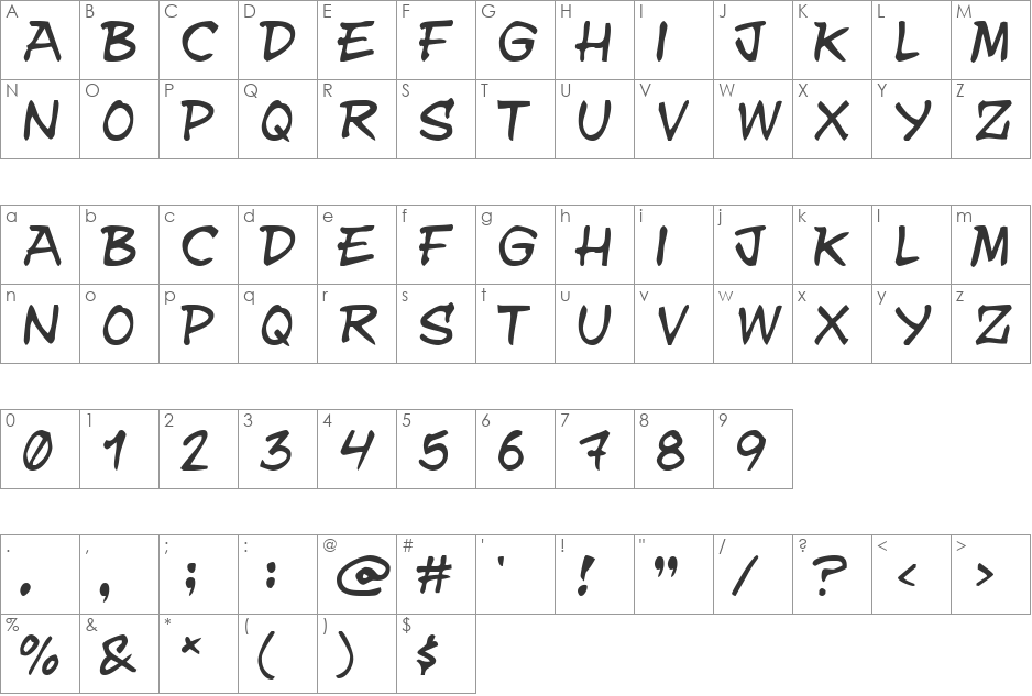 y.n.w.u.a.y font character map preview