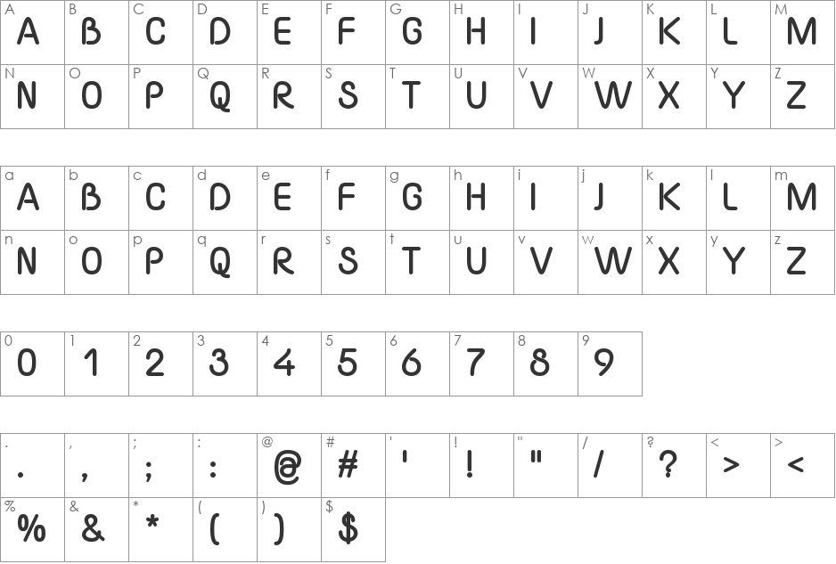 Yaahowu Thick font character map preview