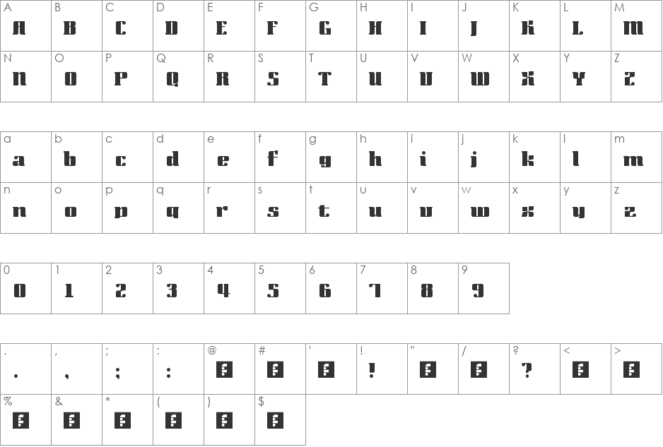 YABADABA font character map preview