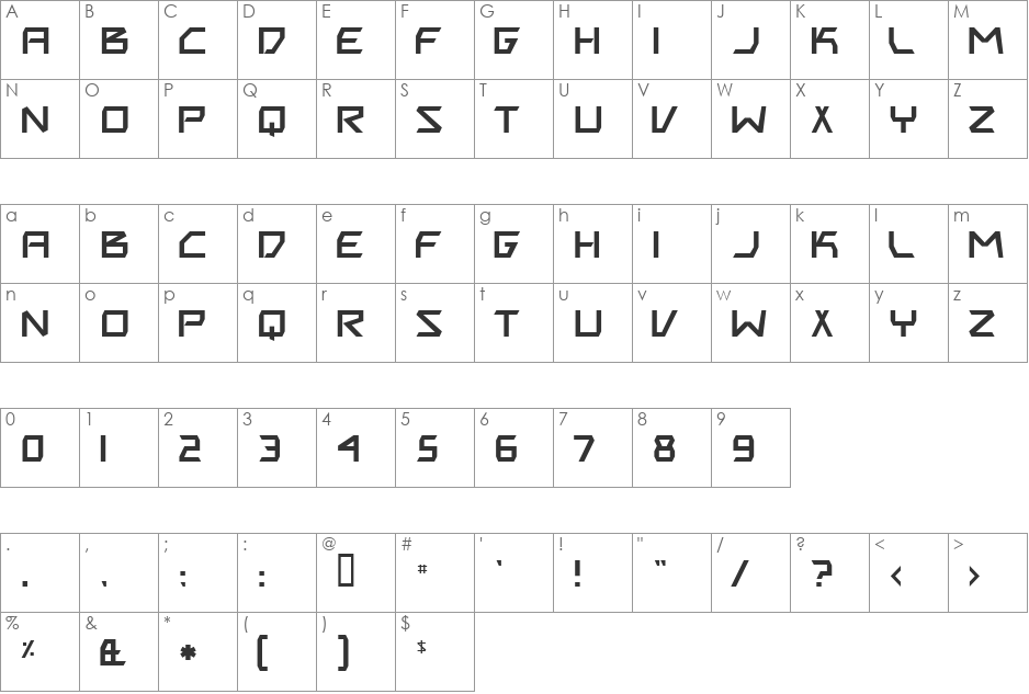 Biting My Nails font character map preview