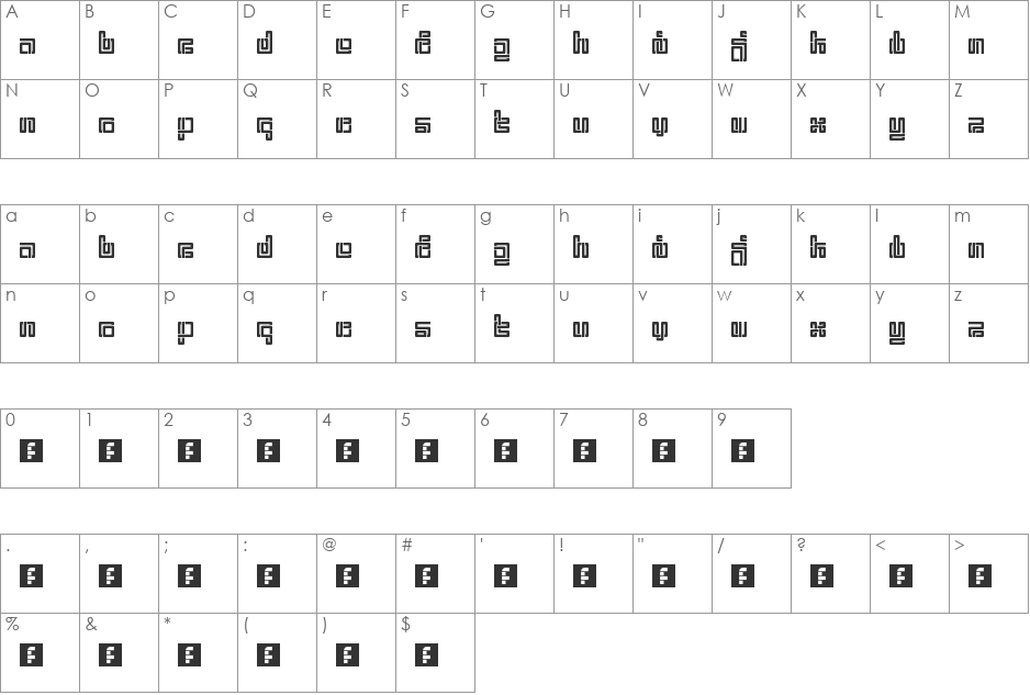 Yaegerwerks - TubeNet font character map preview