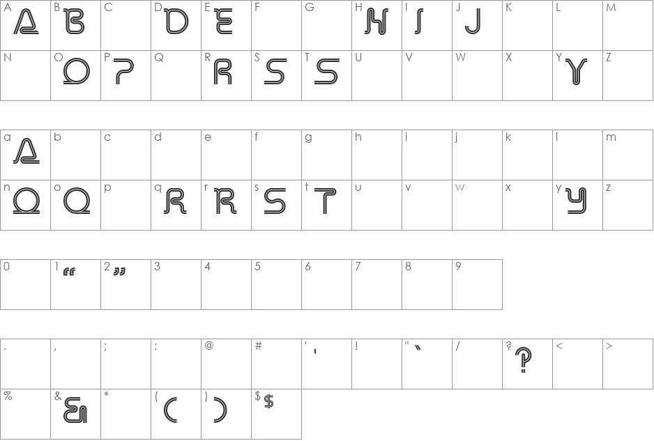 Yagi Link Double font character map preview