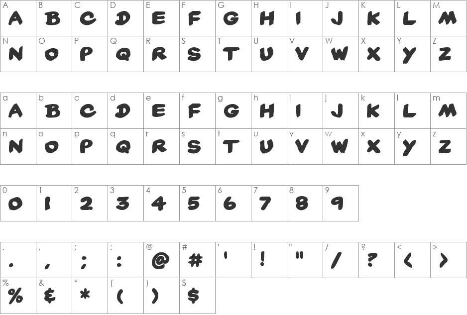 Yard Sale font character map preview