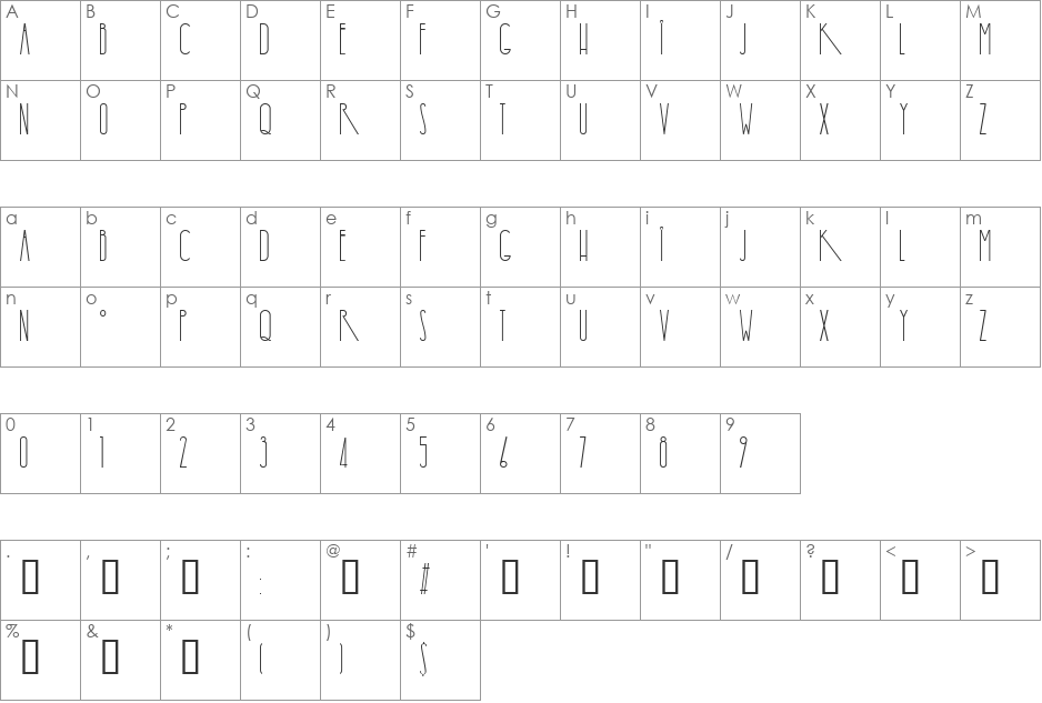 Yaroslav font character map preview