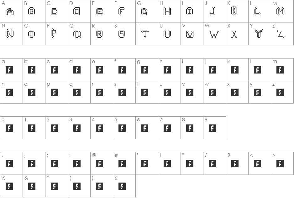 YatesFont font character map preview