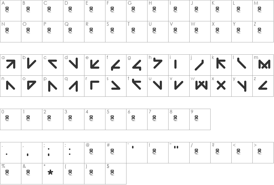 yaw taht font character map preview