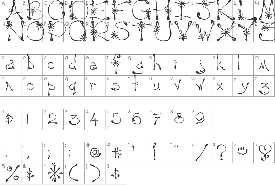yay17 font character map preview