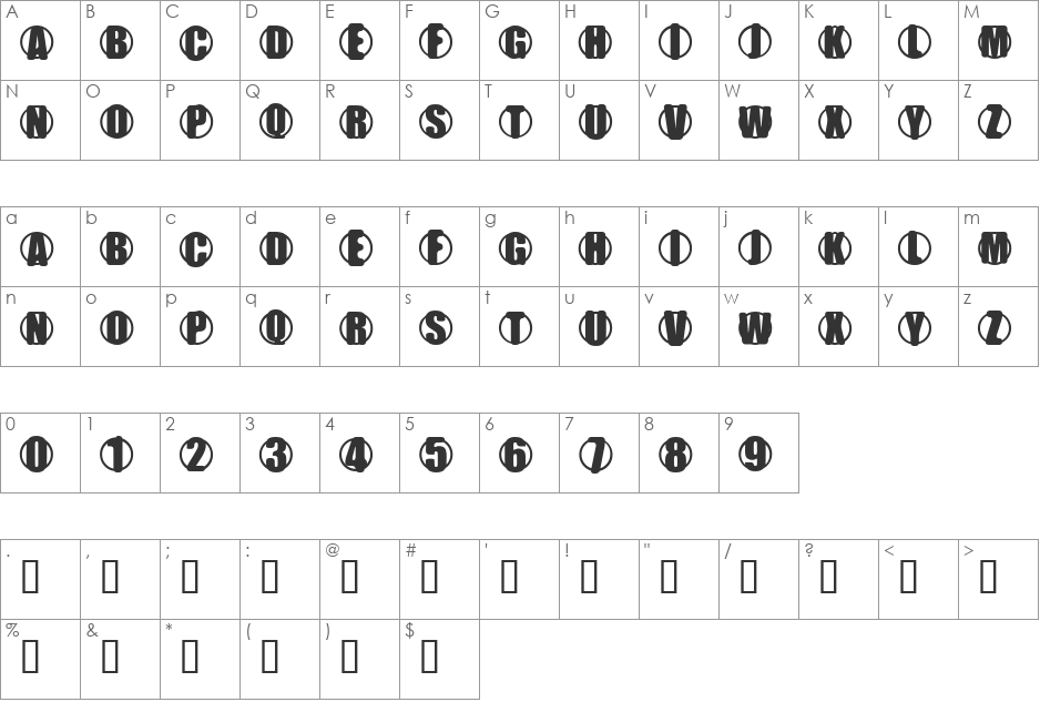 YChrome font character map preview