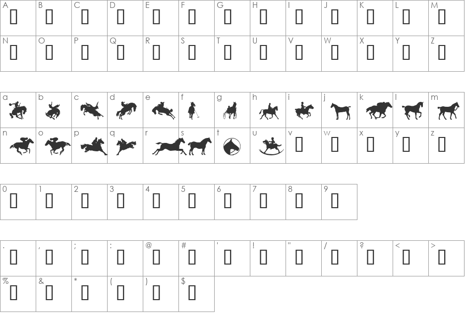 yeeHaw font character map preview